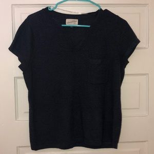 Navy Short Sleeved Sweater Tee